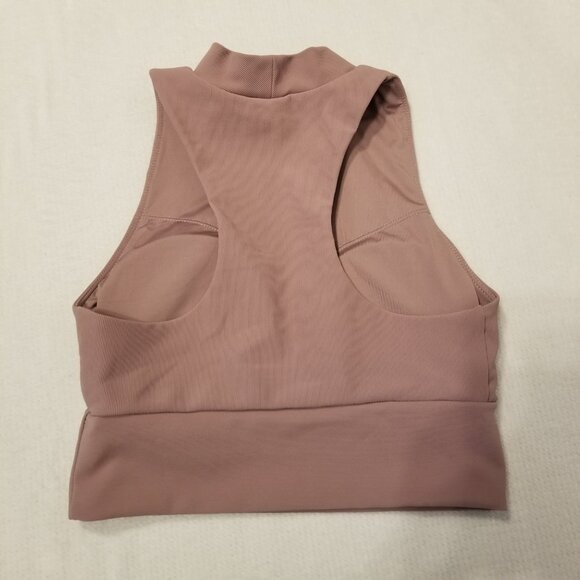 Mauve Mock Neck Sports Bra Kyodan Small w/ Removable Padding Cropped Top Pink - Picture 3 of 7
